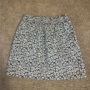 J. Crew Navy and White Floral A-Line Skirt